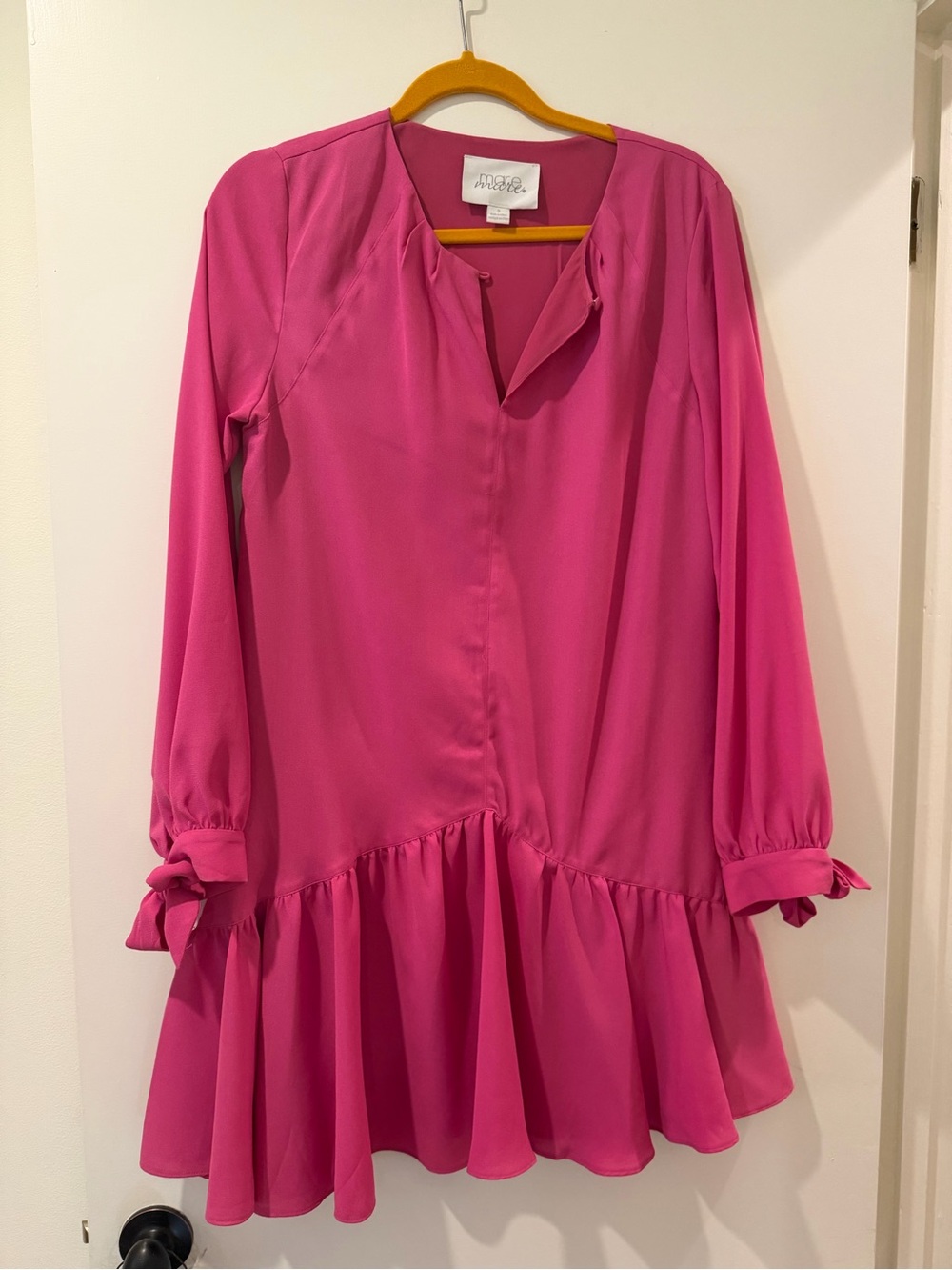 Mare Mare Felix Bright Pink Tunic Long Sleeve Ruffle Hem Dress Anthropologie S